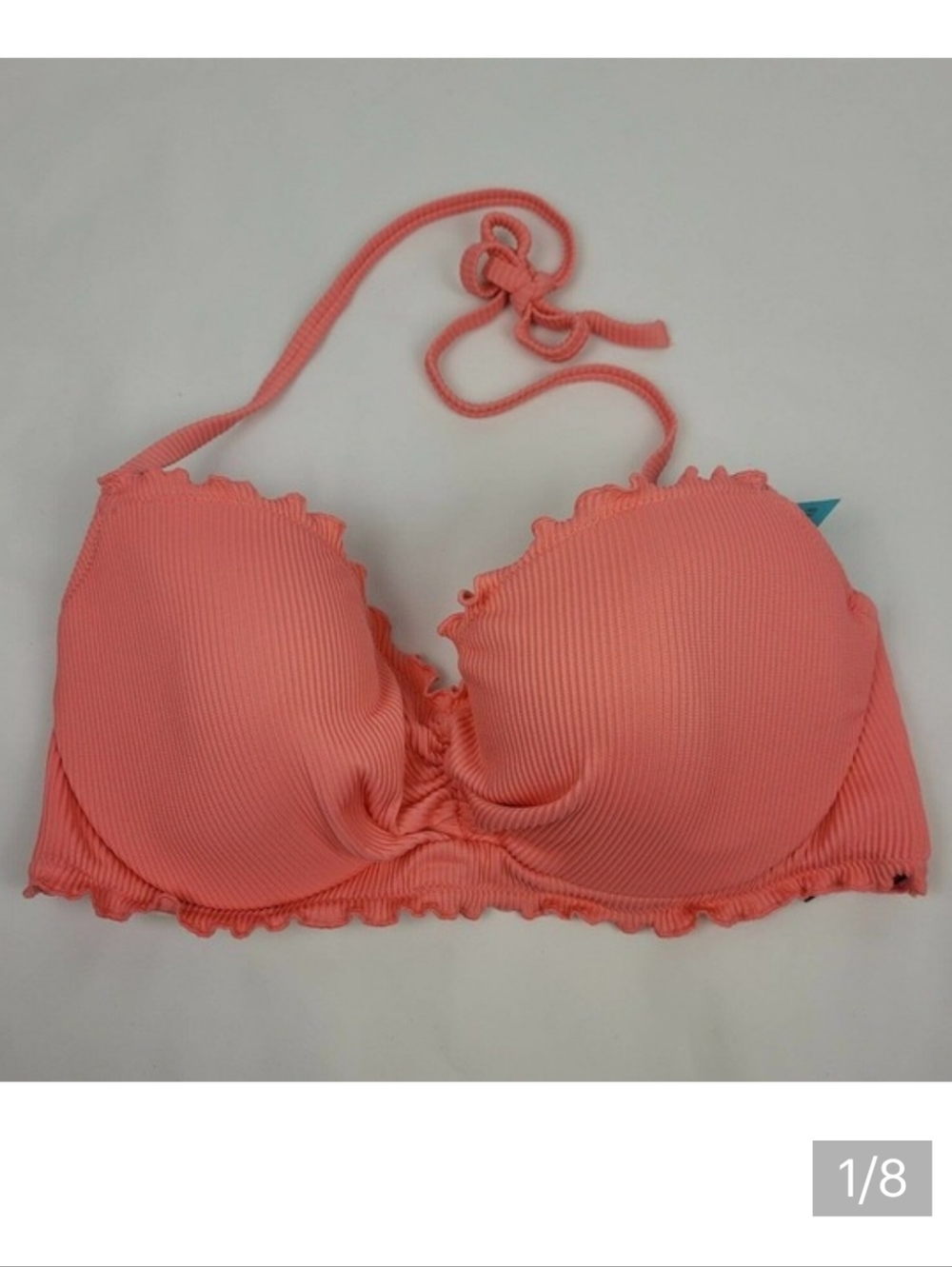 Sundazed Ava Ruffle-Edge Bikini Swim Top Coral NWT